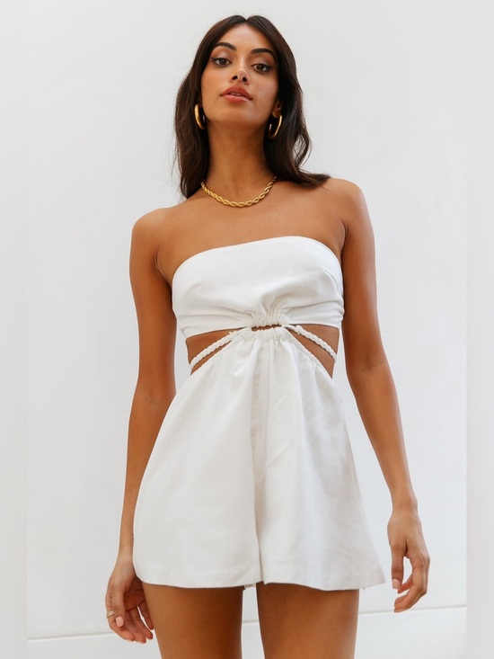 Hello Molly Dresses & Skirts - Hello Molly White Strapless Cutout Romper Dress size 4